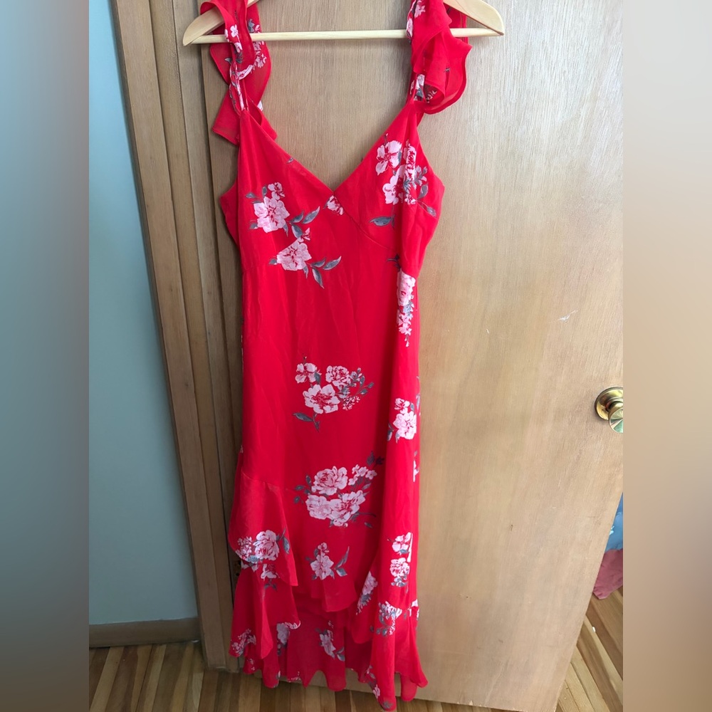 Speechless Red Floral High Low Dress M EUC / Off the Shoulder Dress